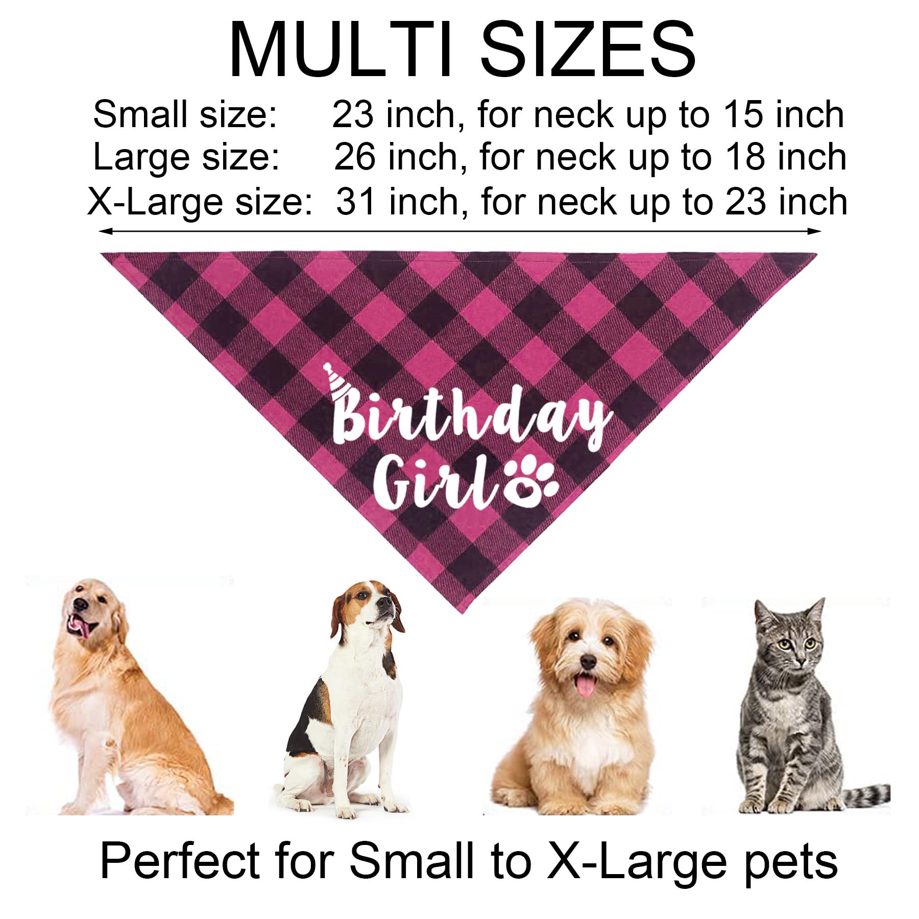 Dog Birthday Party Decorations Set - Adjustable Bandana, Birthday Hat Crown, Bow Tie & Banner for Large & XL Dogs - Pink X-Large Size - Perfect for Puppy Birthday Celebrations & Photo Shoots