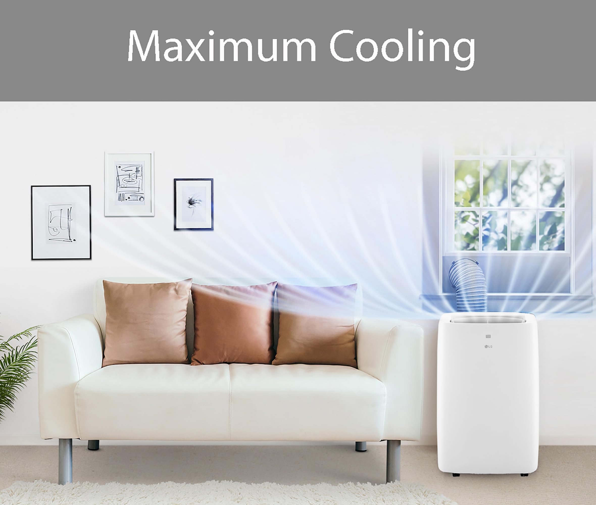 LG 7,000 BTU Portable Air Conditioner - Cools 300 Sq.Ft Rooms (12'x25') - Quiet Home AC Unit with LCD Remote & Window Kit - White - Perfect for Bedrooms, Offices & Small Apartments