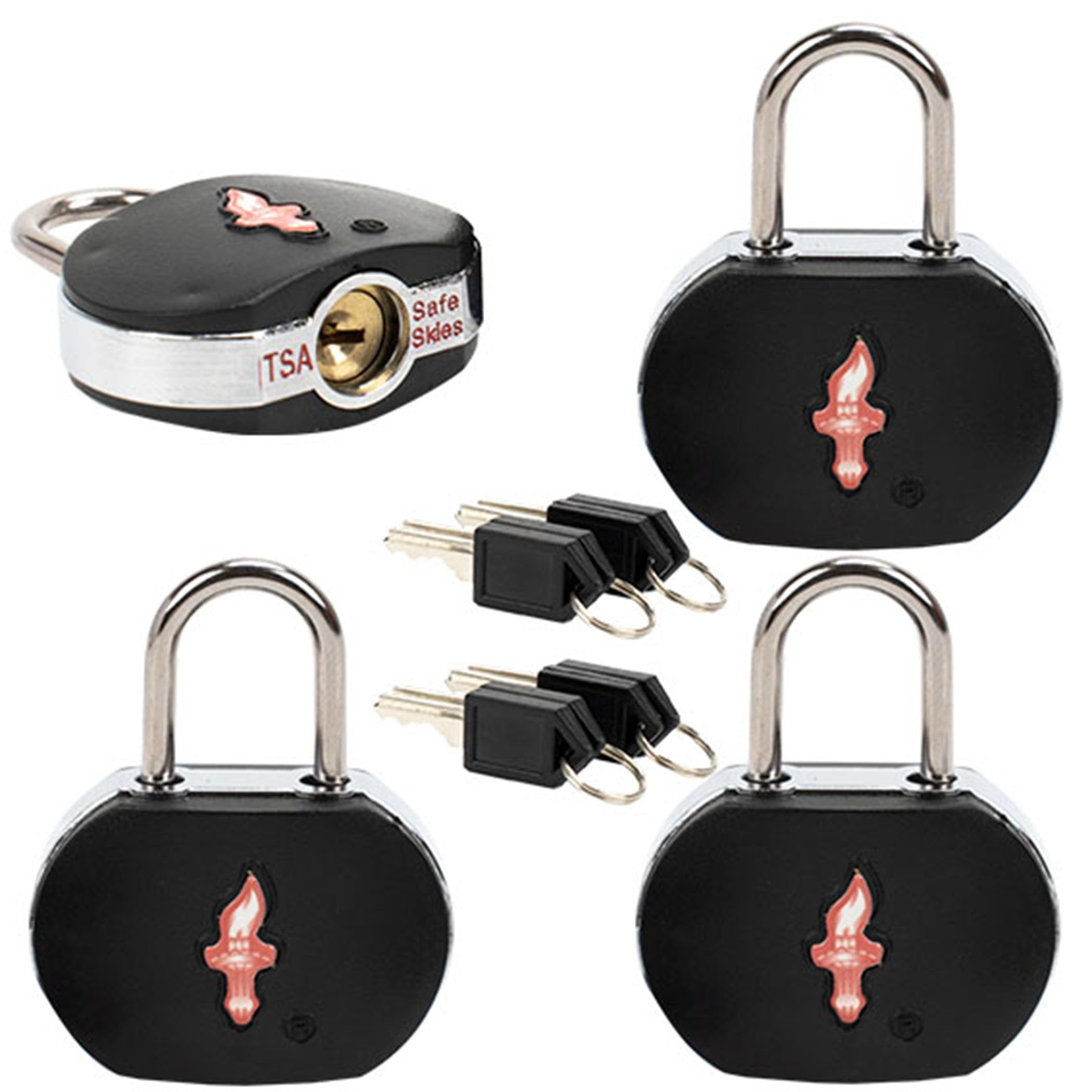 4-Pack Black TSA Approved Luggage Locks - Secure Suitcases, Carry-On Bags, Backpacks & Laptop Cases - Perfect for Travel, Business Trips & Airport Security