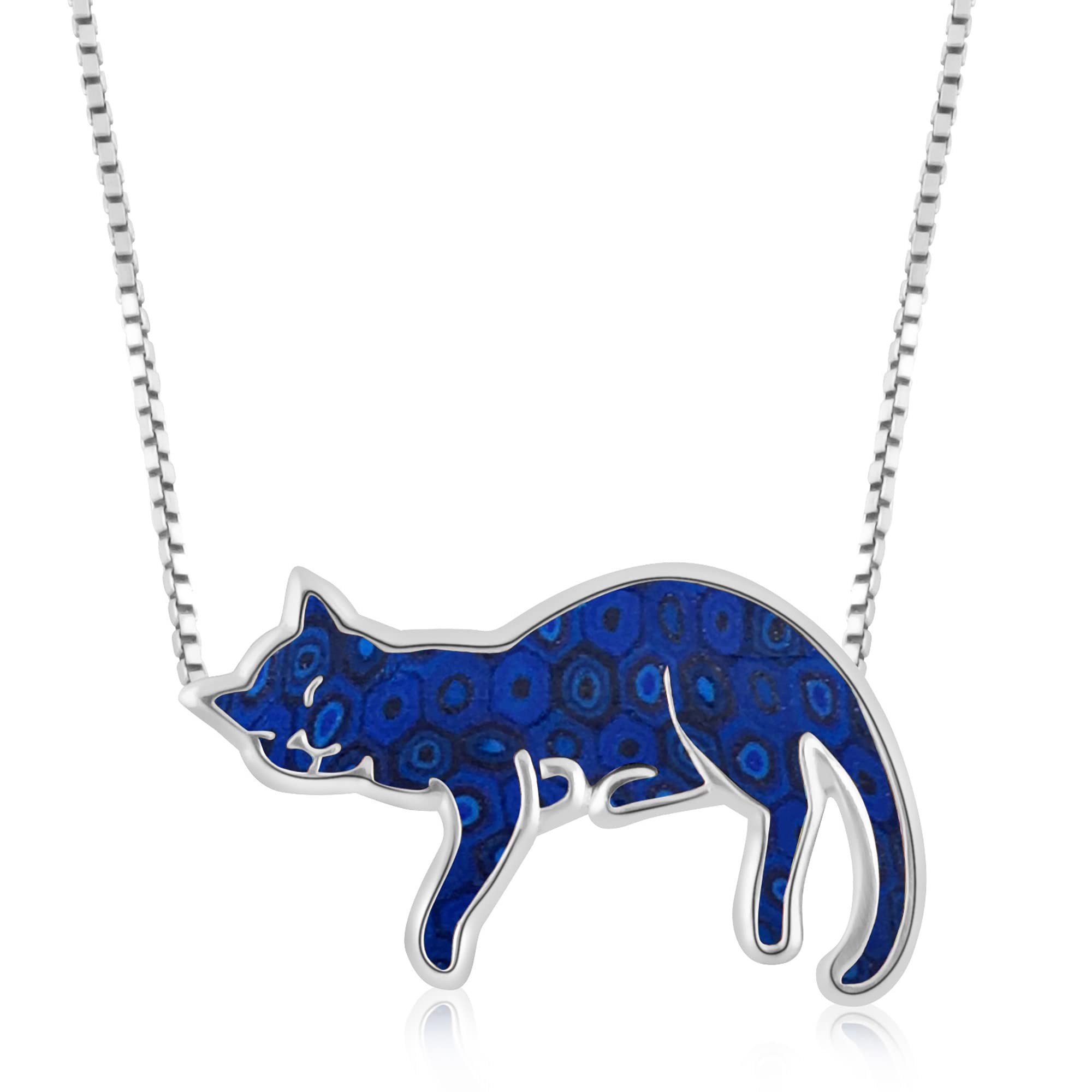 NanoStyle 925 Sterling Silver Black Cat Necklace for Women - Handmade Polymer Clay Cat Pendant Jewelry - Perfect Gift for Cat Lovers - 16.5