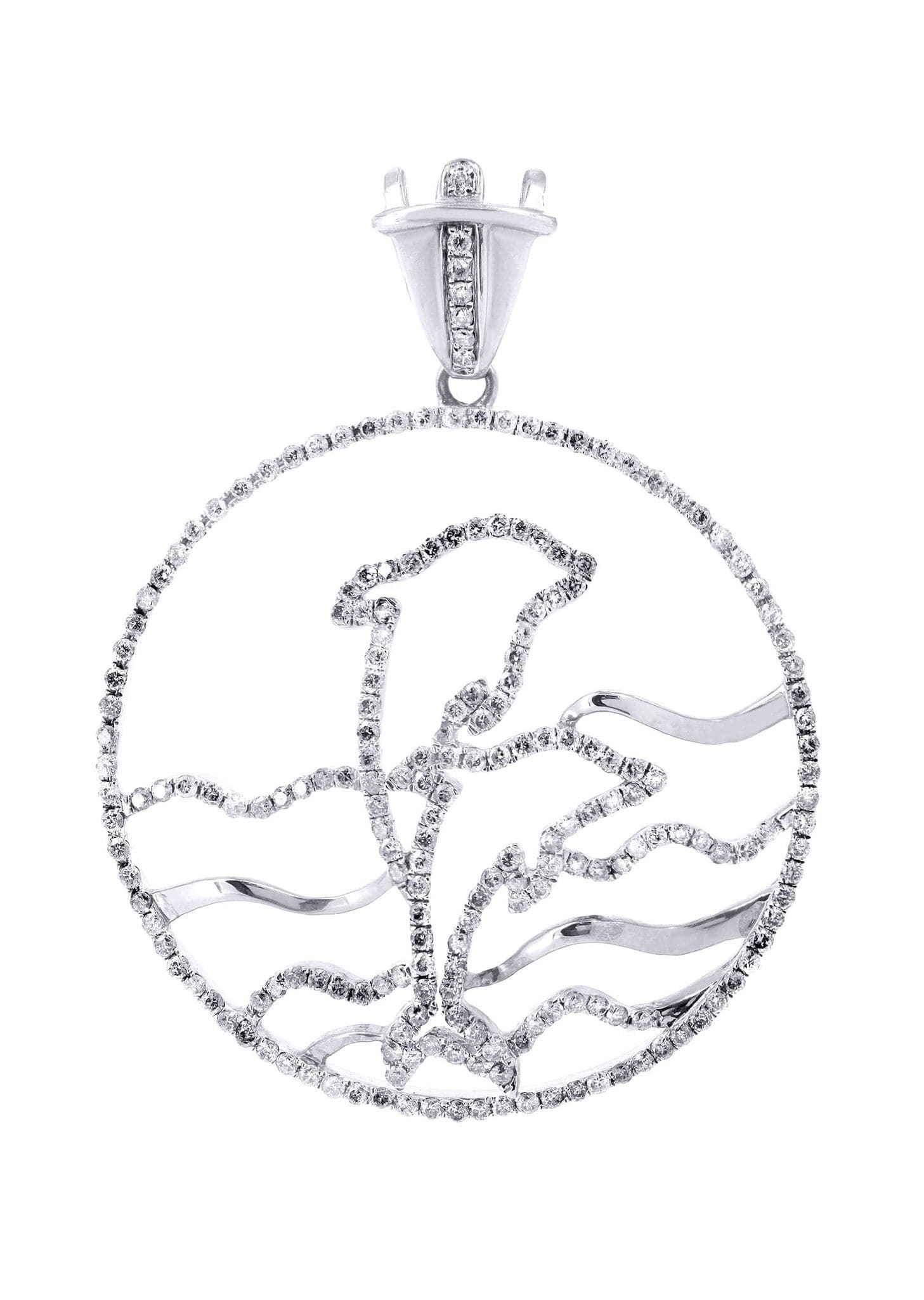 1.55 Carat Diamond Dolphin Pendant Necklace - 6 Grams 14K White Gold Elegant Jewelry Gift for Women - Perfect for Anniversary, Birthday & Special Occasions