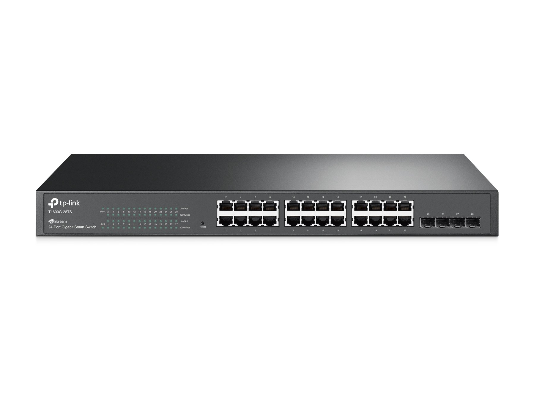 TP-Link T1600G-28TS 24 Port Gigabit Smart Managed Switch with 4 SFP Slots | Rackmount Network Switch | L2/L3/L4 QoS, IGMP, Link Aggregation | IPv6 & Static Routing | Limited Lifetime Warranty | Ideal for Office Networks, Data Centers & Enterprise IT Infrastructure