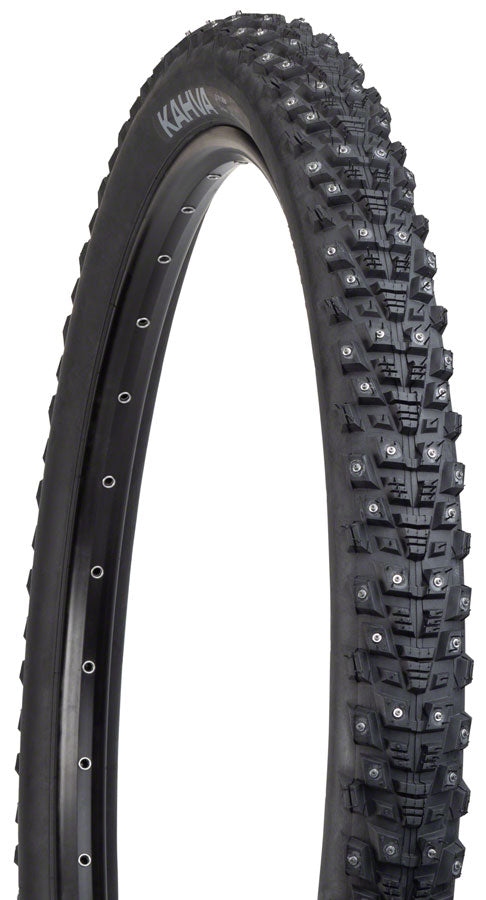45NRTH Kahva Winter Bike Tire 27.5 x 2.1 Inch with 240 Carbide Steel Studs - Black Clincher Tire with Steel Bead & 33 TPI for Snow & Ice Cycling - Perfect for Fat Bikes and Mountain Bikes in Extreme Winter Conditions
