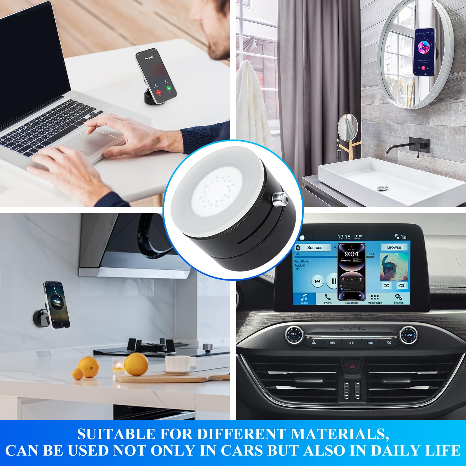 Foldable Vacuum Suction Car Phone Holder for iPhone 16/15/14/13/12 - Universal Phone Mount for Car Dashboard, Gym, Mirror & Home Use - Multi-Angle Adjustable Black Smartphone Stand (Perfect for Driving, Workouts & Hands-Free Viewing)