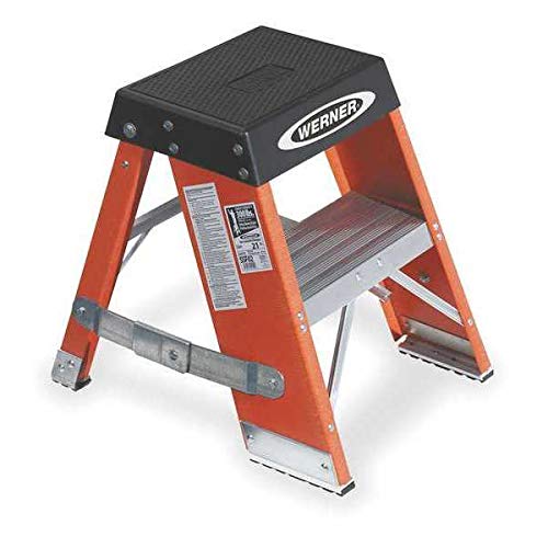 2-Step Fiberglass Step Stand with 375 lb. Load Capacity - Orange, Silver & Black - Perfect for Construction, Warehouse, and Home Improvement Projects
