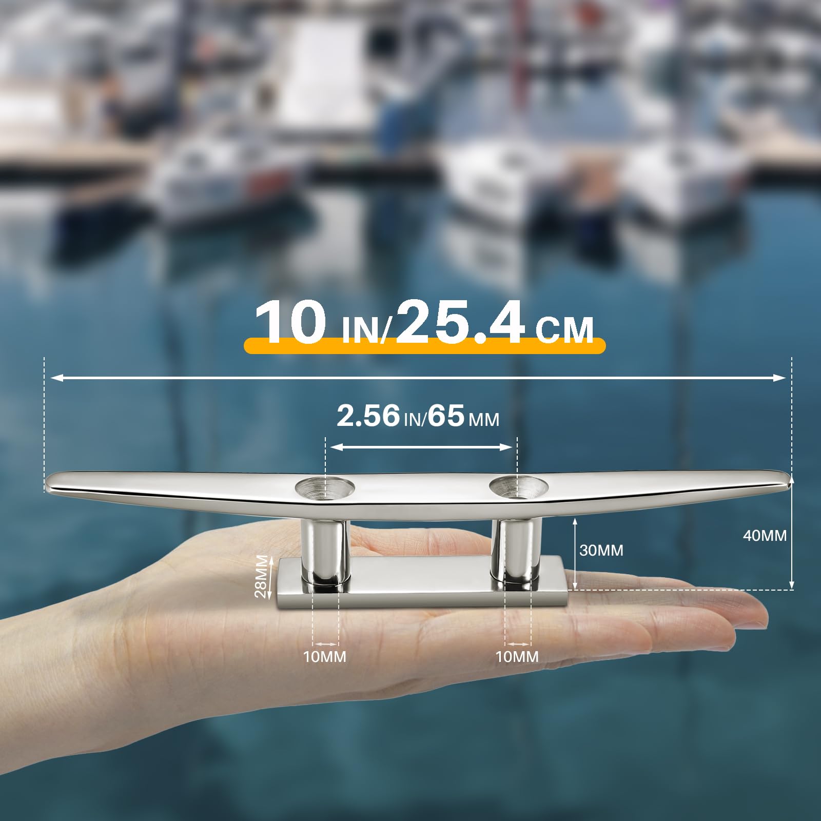 Premium 316 Stainless Steel Boat Cleats - Marine Grade Mooring Cleats (4-Pack) with Installation Hardware - Perfect for Docking, Anchoring & Securing Boats, Yachts & Watercraft