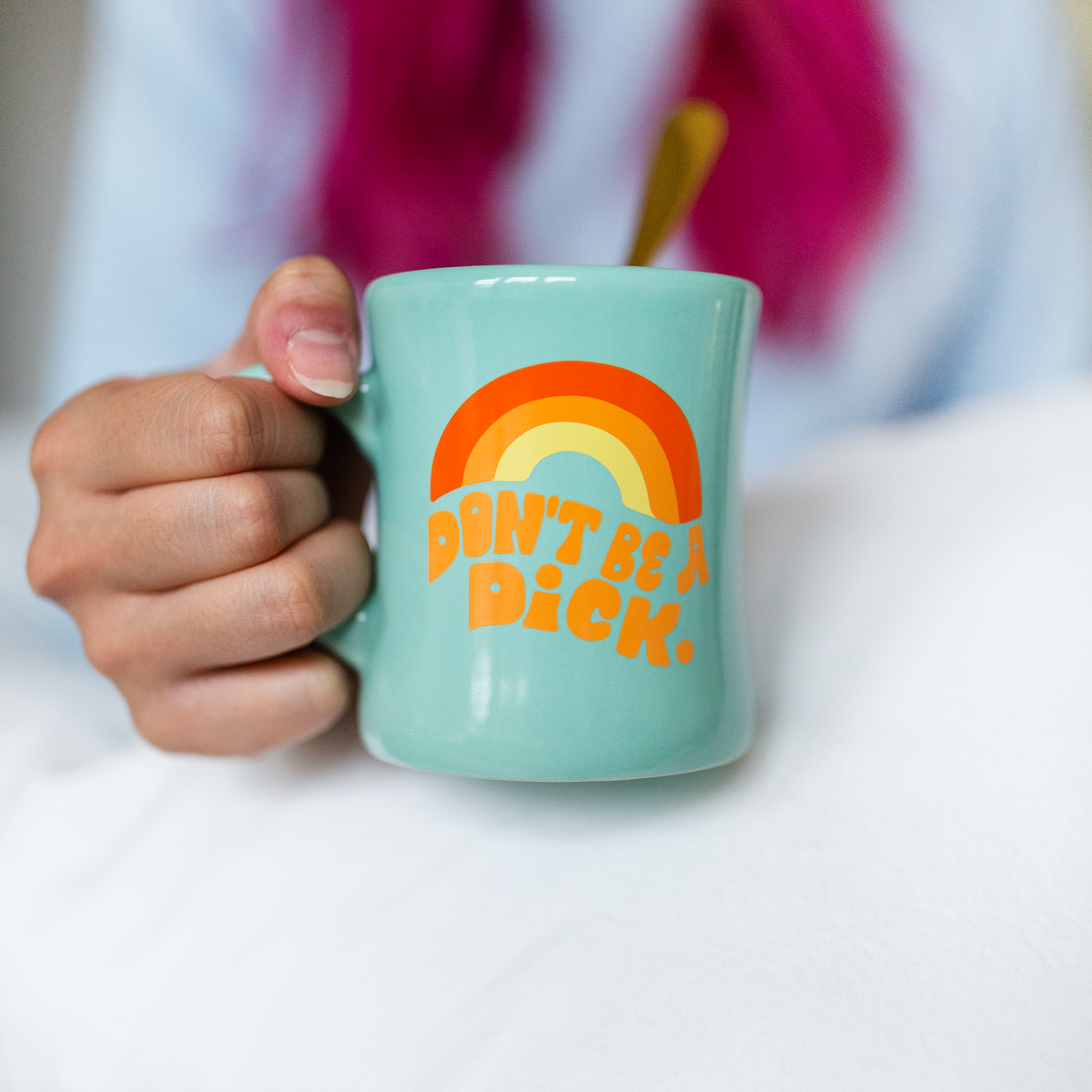 Don't Be A Dick Mint Diner Mug - Funny Coffee Cup for Office, Home & Gifts - Perfect for Tea, Hot Chocolate & Morning Coffee