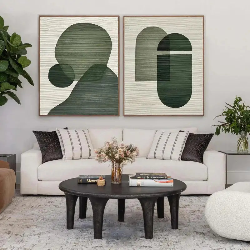 Abstract Tranquility Set of 2 Modern Canvas Wall Art - Minimalist Home Decor for Living Room, Bedroom & Office - #WS020