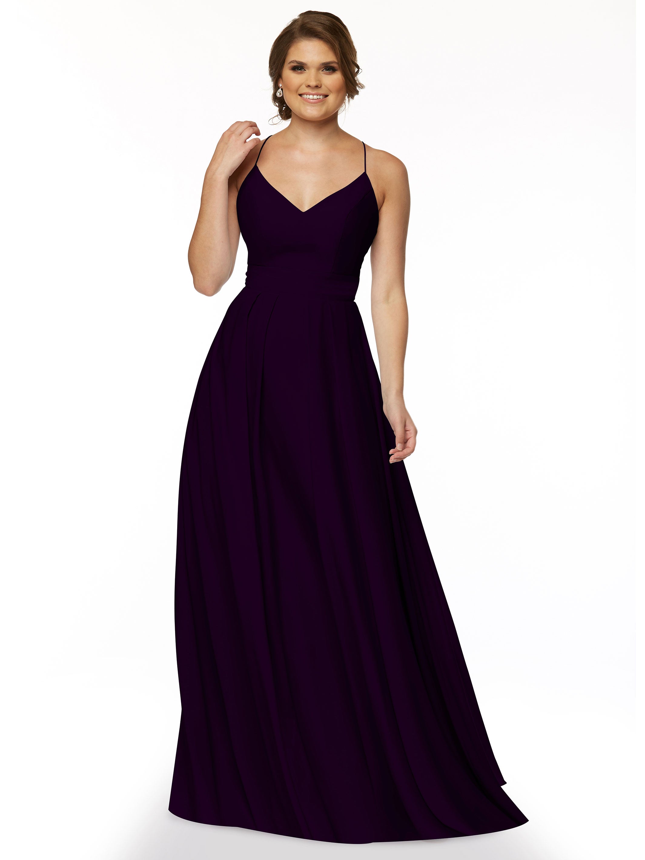 Elegant 83027 Stretch Chiffon A-Line Bridesmaid Dress with Pleats - Perfect for Weddings, Formal Events & Special Occasions