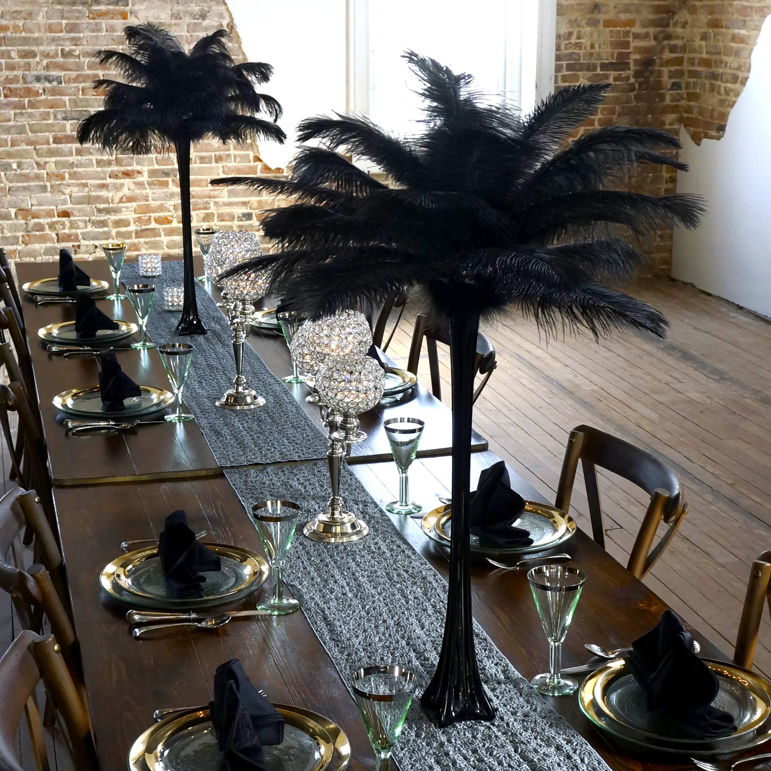 Eiffel Tower Vase 24 Inch - Tall Black Glass Vase for Wedding Centerpieces, Floral Arrangements & Home Decor - Elegant Skinny Flute Vase for Flowers, Table Decorations & Party Decor