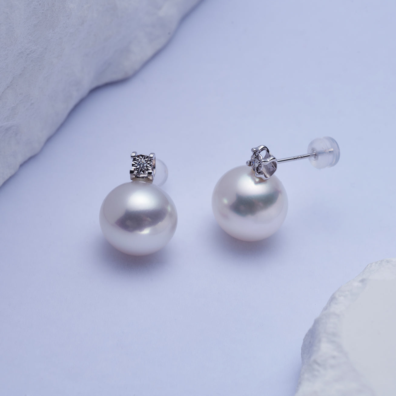 18K Solid Gold Australian White Pearl Earrings - Classic Stud Earrings for Women, Elegant Jewelry Gift for Wedding, Anniversary & Special Occasions