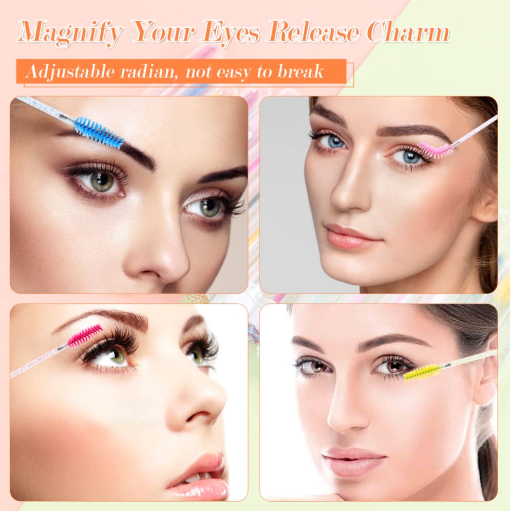 Disposable Mascara Brushes - 20 Pcs Diamond Eyelash Spoolies with Sanitary Tubes | Professional Makeup Brush Wands for Lash Extensions, DIY Mascara & Salon Use | Perfect for Home, Travel & Professional Makeup Kits