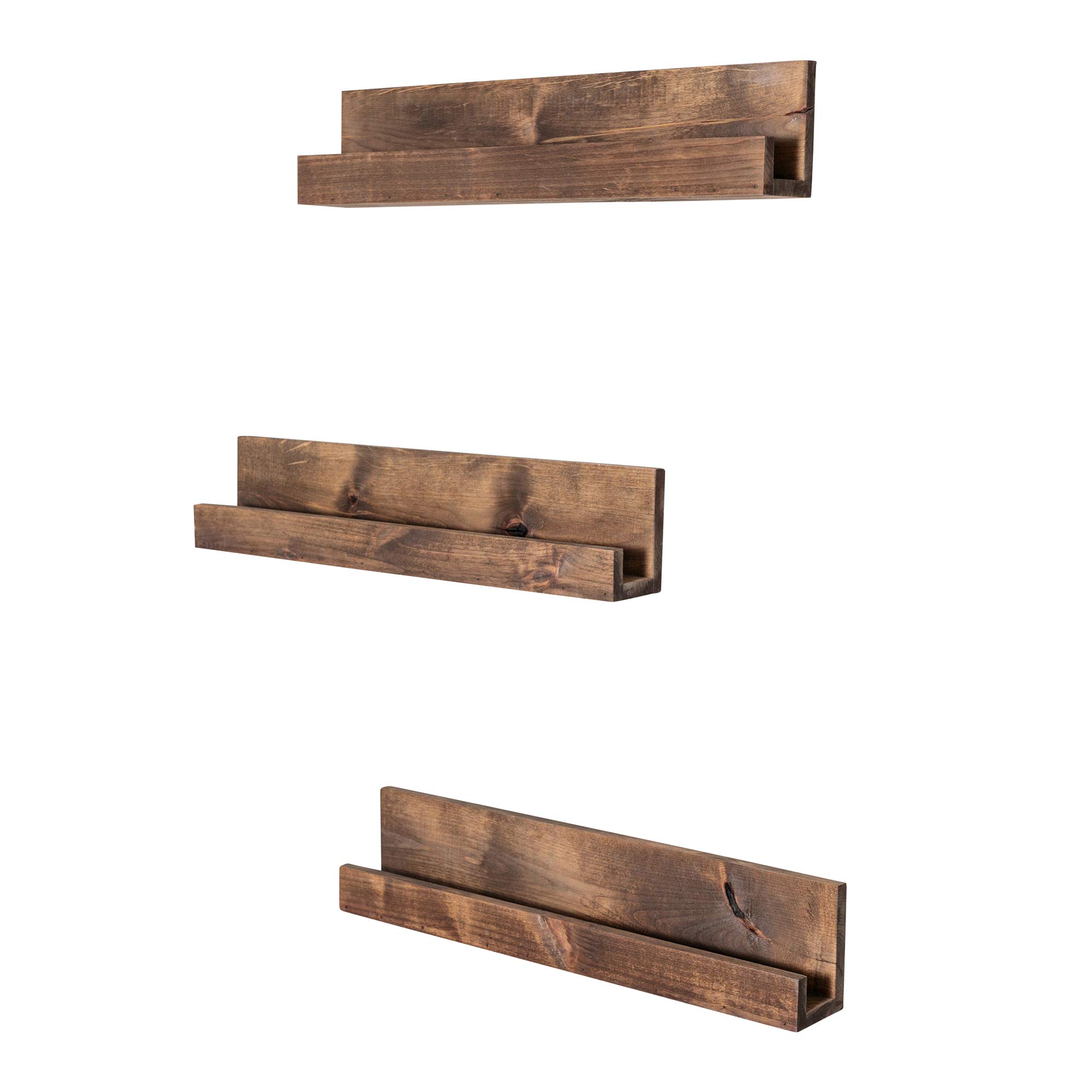 28-Inch Floating Wall Shelves Set of 3 - Rustic Farmhouse Style Wooden Shelves for Home Decor - Bedroom, Bathroom, Kitchen & Living Room Storage - 4