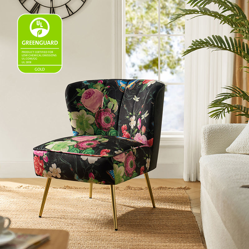 Luxury Coraline Velvet Barrel Chair with Tufted Back & Sturdy Metal Legs - Elegant Accent Chair for Living Room, Bedroom or Office Decor