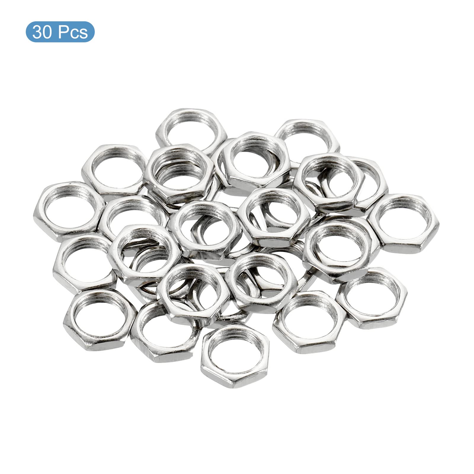 PATIKIL M8 x 0.75 Steel Hex Nuts - 30 Pack Metric Thread Zinc Plated Fastener Hardware - 2mm Height - for Automotive, Machinery & DIY Projects
