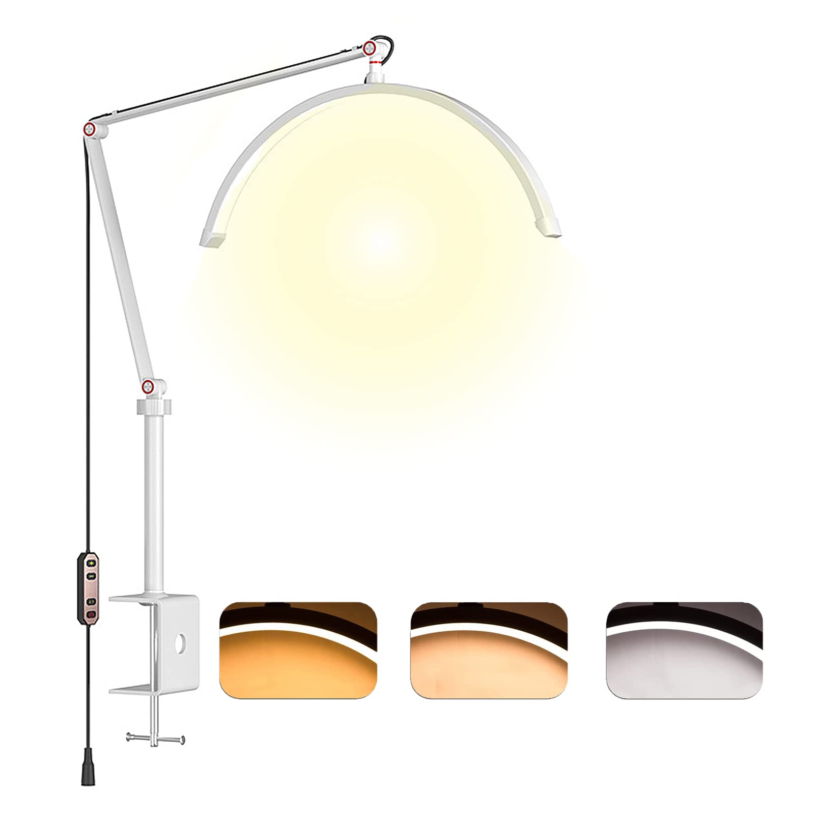 LED Half Moon Light for Eyelash Extensions & Tattoo - Adjustable Swing Arm Desk Lamp for Estheticians & Beauty Professionals - Perfect for Lash Studios, Tattoo Shops & Home Salons