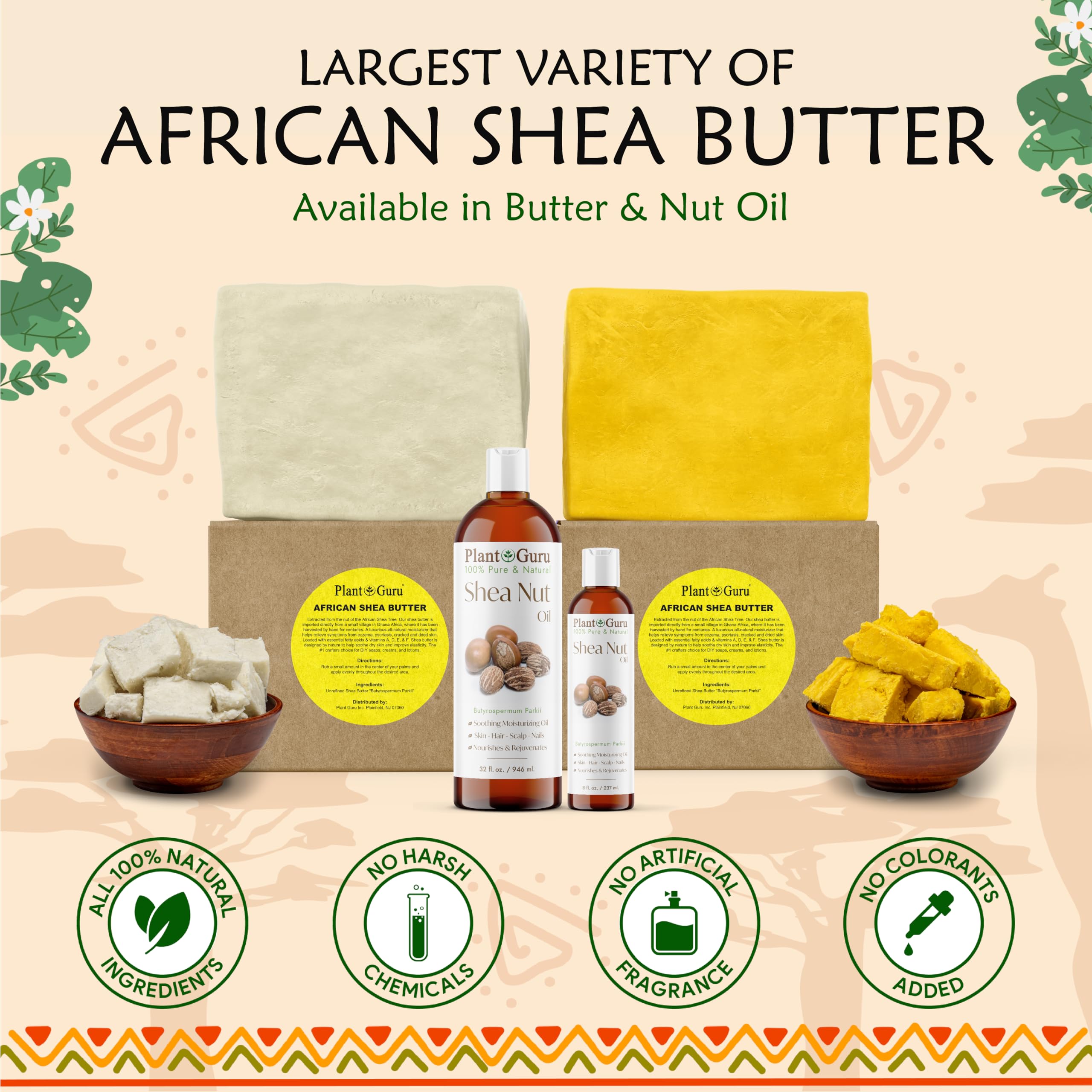 Pure Raw African Shea Butter 32oz (2lbs) - 100% Natural Unrefined Ivory Grade for Dry Skin, Face, Hair & Body Care | Best for DIY Soap, Lip Balm, Lotion Making | Deep Moisturizer for Eczema, Psoriasis & Cracked Heels