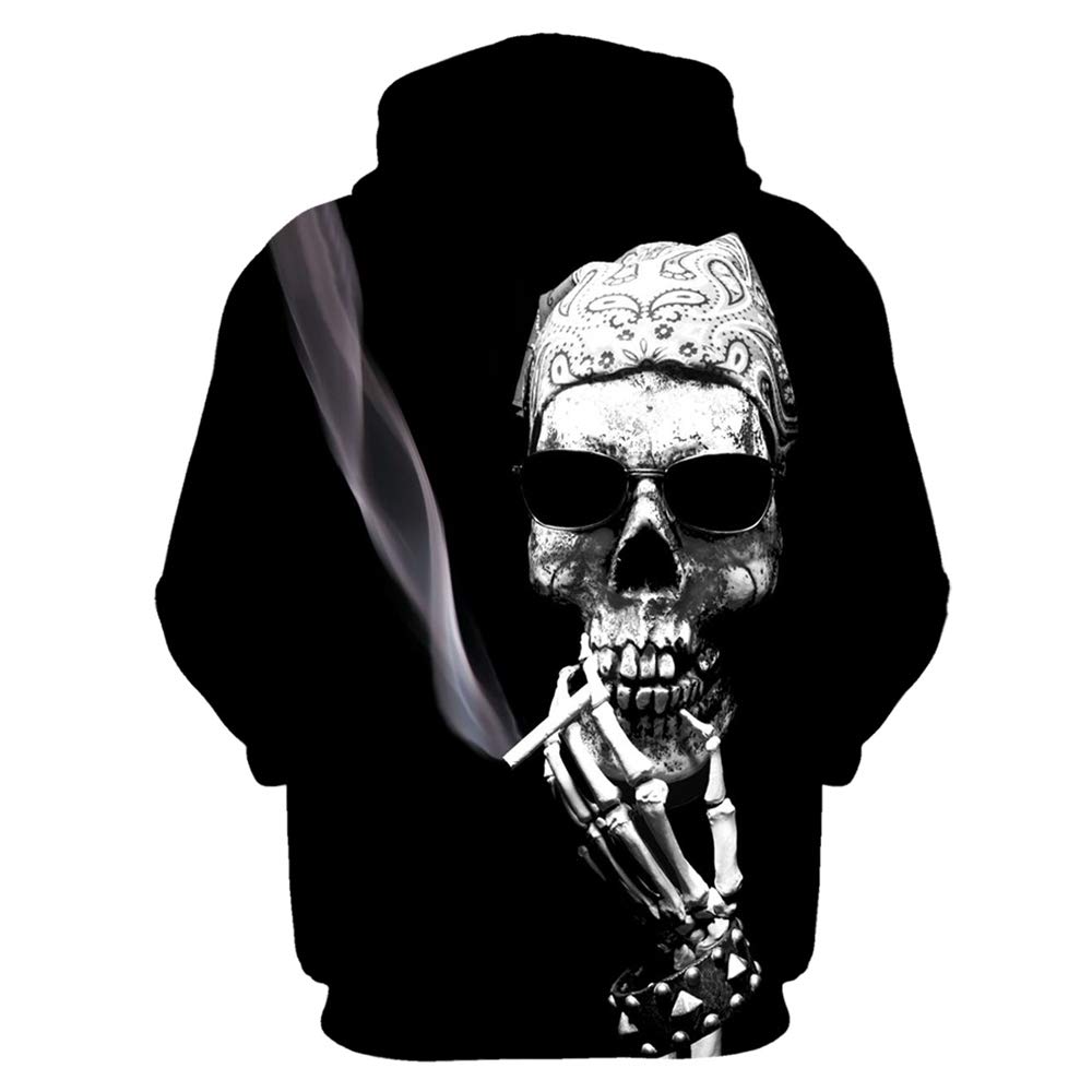 3D Printed Skull Pattern Hoodie for Men - Gothic Fashion Streetwear Sweatshirt | Trendy Graphic Pullover for Casual Wear, Halloween Costumes & Urban Style Outfits