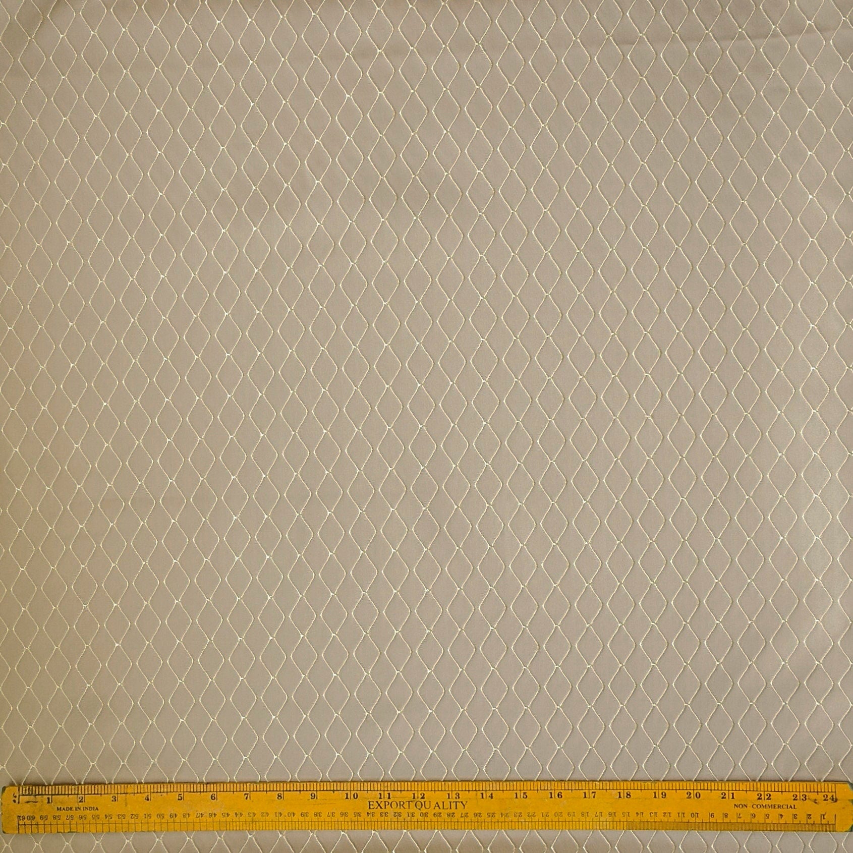 Beige Diamond Geometric Viscose Embroidered Curtain Panels - Elegant Window Treatments for Living Room & Bedroom Decor