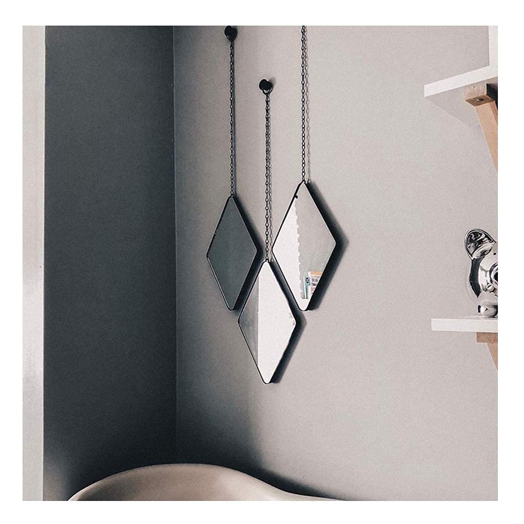 FMOGE Set of 3 Modern Black Wall Mirrors - Quadrilateral Hanging Metal Mirrors for Living Room, Bedroom, Bathroom & Hallway Decor | Perfect for Makeup, Home Styling & Space Enhancement