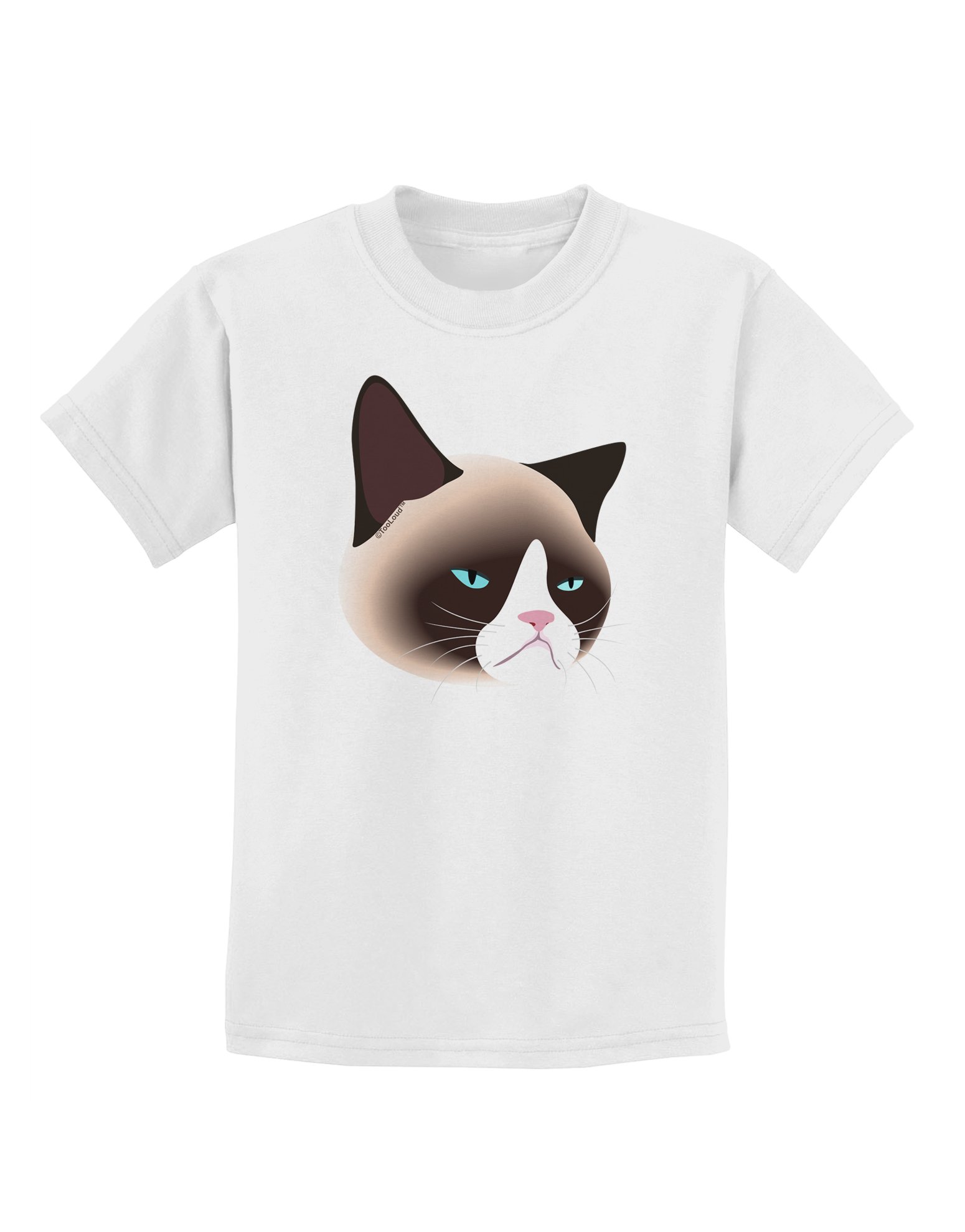 TooLoud Funny Disgruntled Siamese Cat Graphic T-Shirt for Kids - Cute Cartoon Animal Tee for Boys & Girls - Perfect for School, Playdates & Family Outings