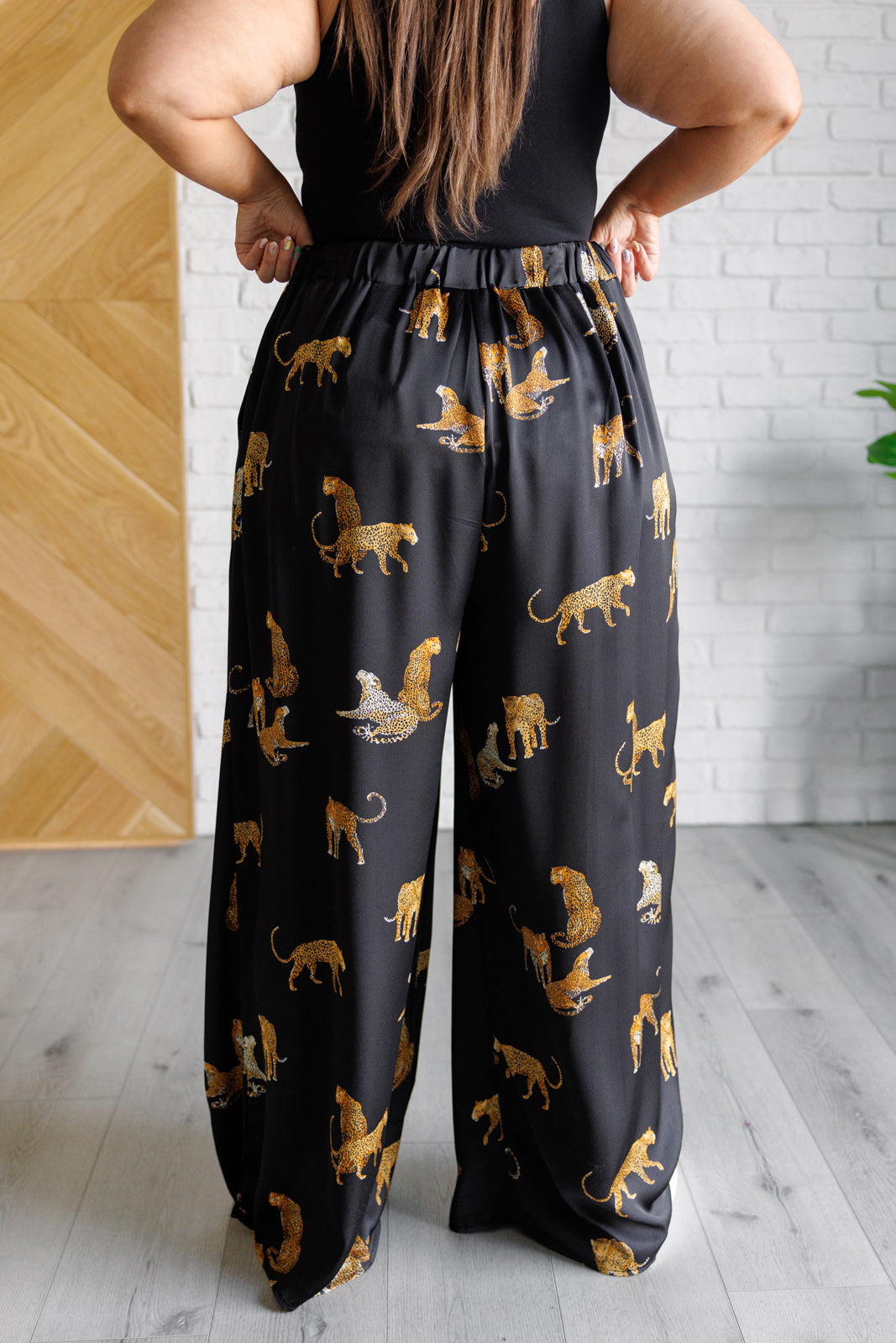 Legendary Leopard Print Satin Wide Leg Pants - Women's High Waist Lounge Pants for Casual Wear, Yoga & Home Comfort