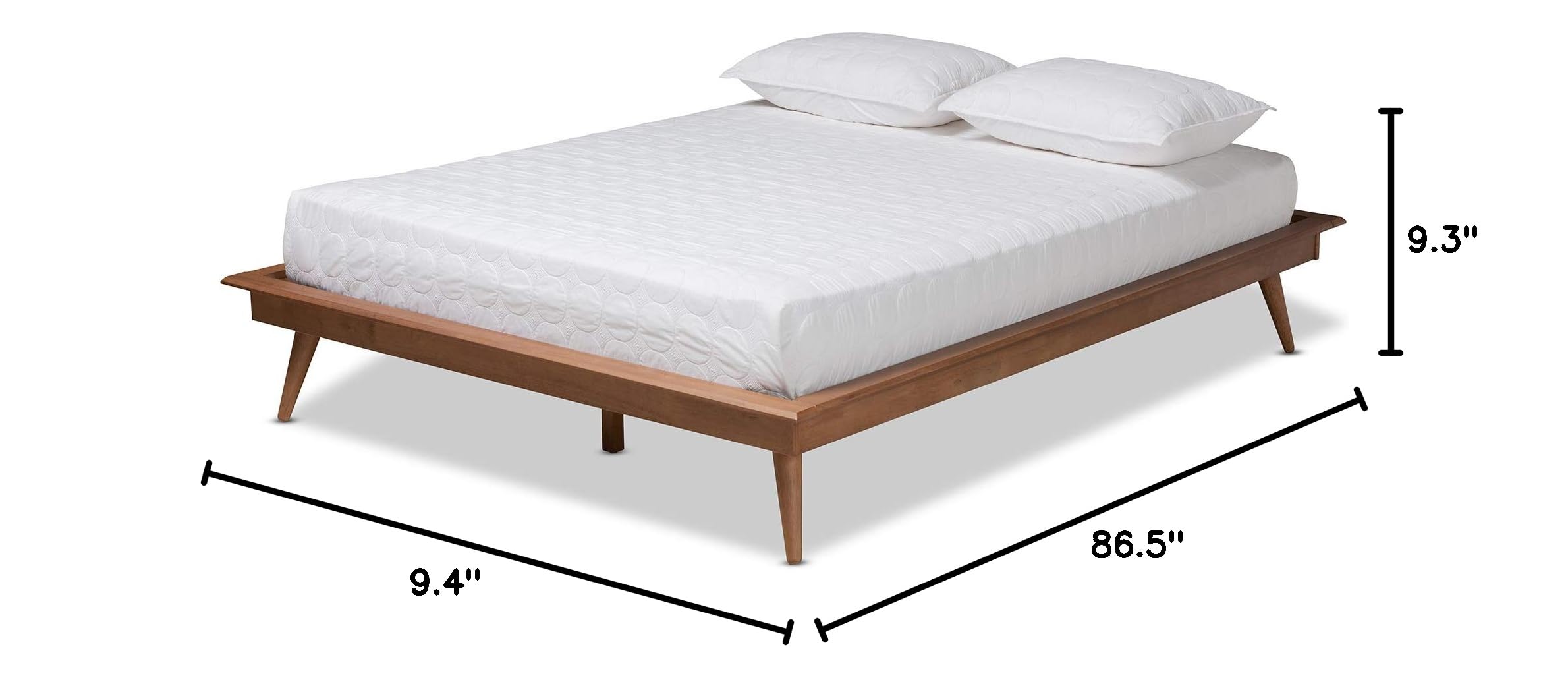Baxton Studio Queen Size Bed Frame with Wooden Slats - Modern Brown Bedroom Furniture for Master Bedroom, Guest Room & Dorm