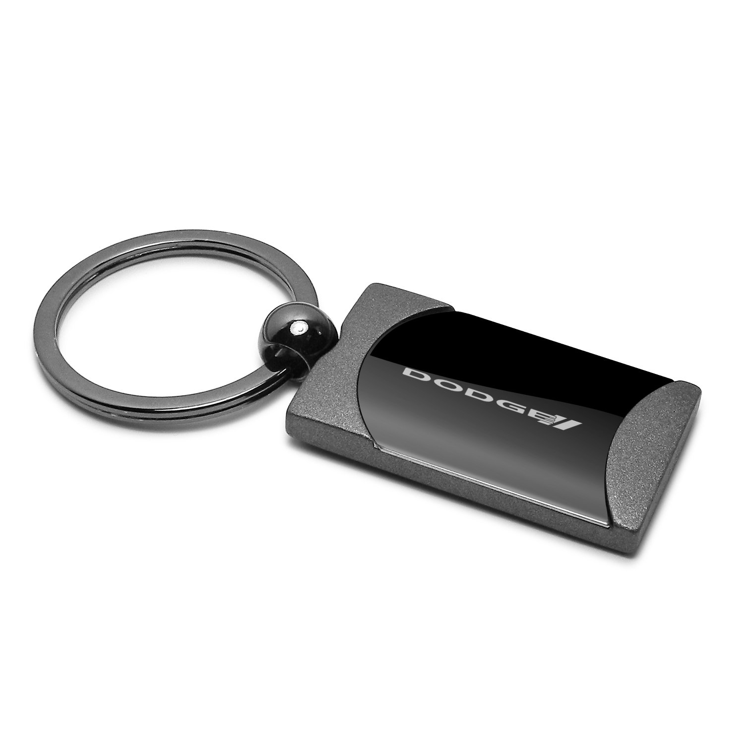 Dodge Logo Two-Tone Gun-Metal Rectangular Key Chain Key Fob - Premium Car Accessories for Dodge Owners | Perfect for Keys, Gift Giving & Everyday Use