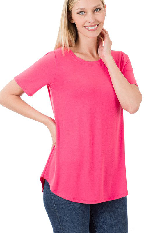 Stylish Women's Short Sleeve Scoop Neck T-Shirt - Front & Back Design for Casual Wear, Summer Outfits & Everyday Comfort