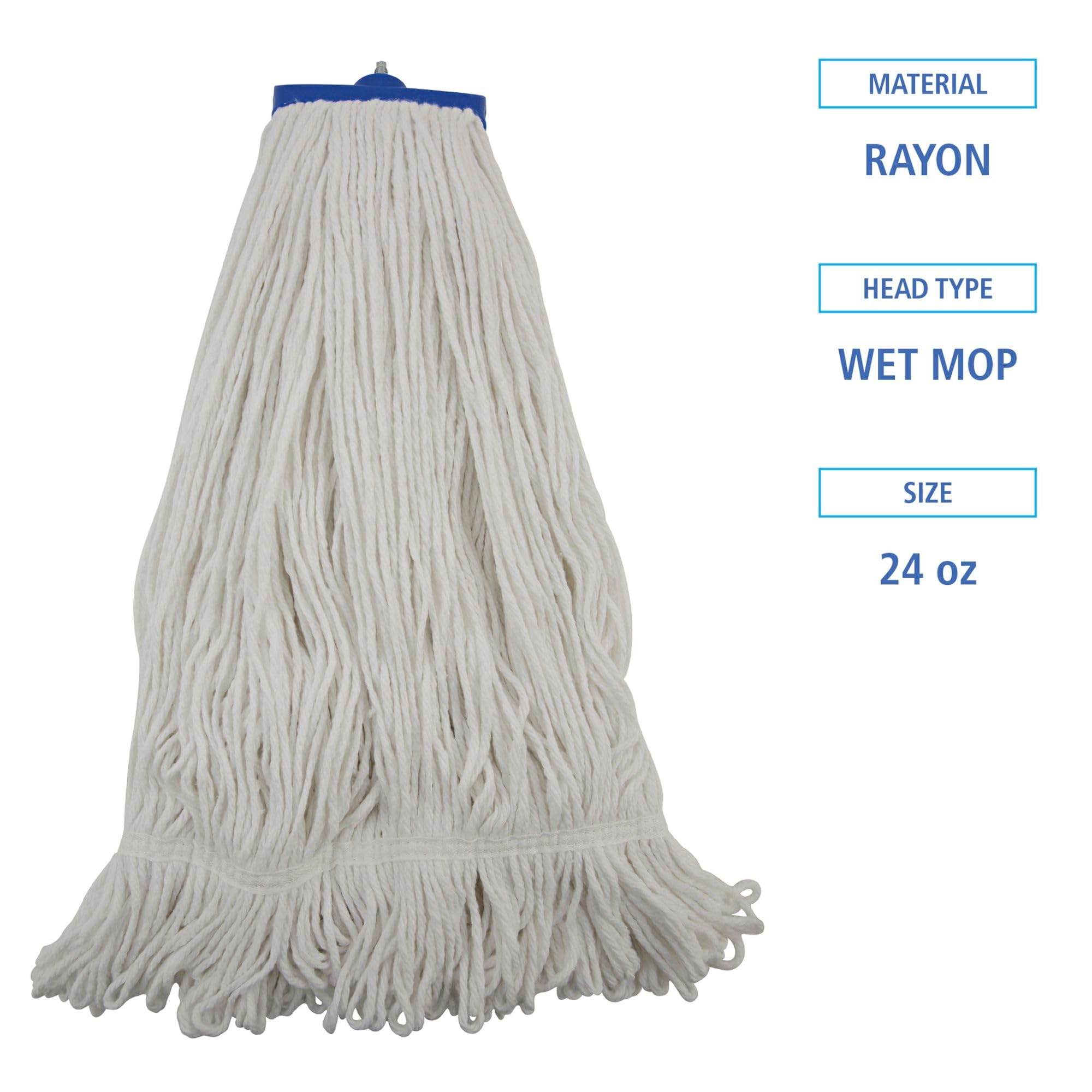 Boardwalk BWK824R 24 oz. Rayon Fiber Mop Head - White, Lie-Flat Design for Easy Storage (12/Carton) - Ideal for Commercial Cleaning, Hospitals, and Home Use