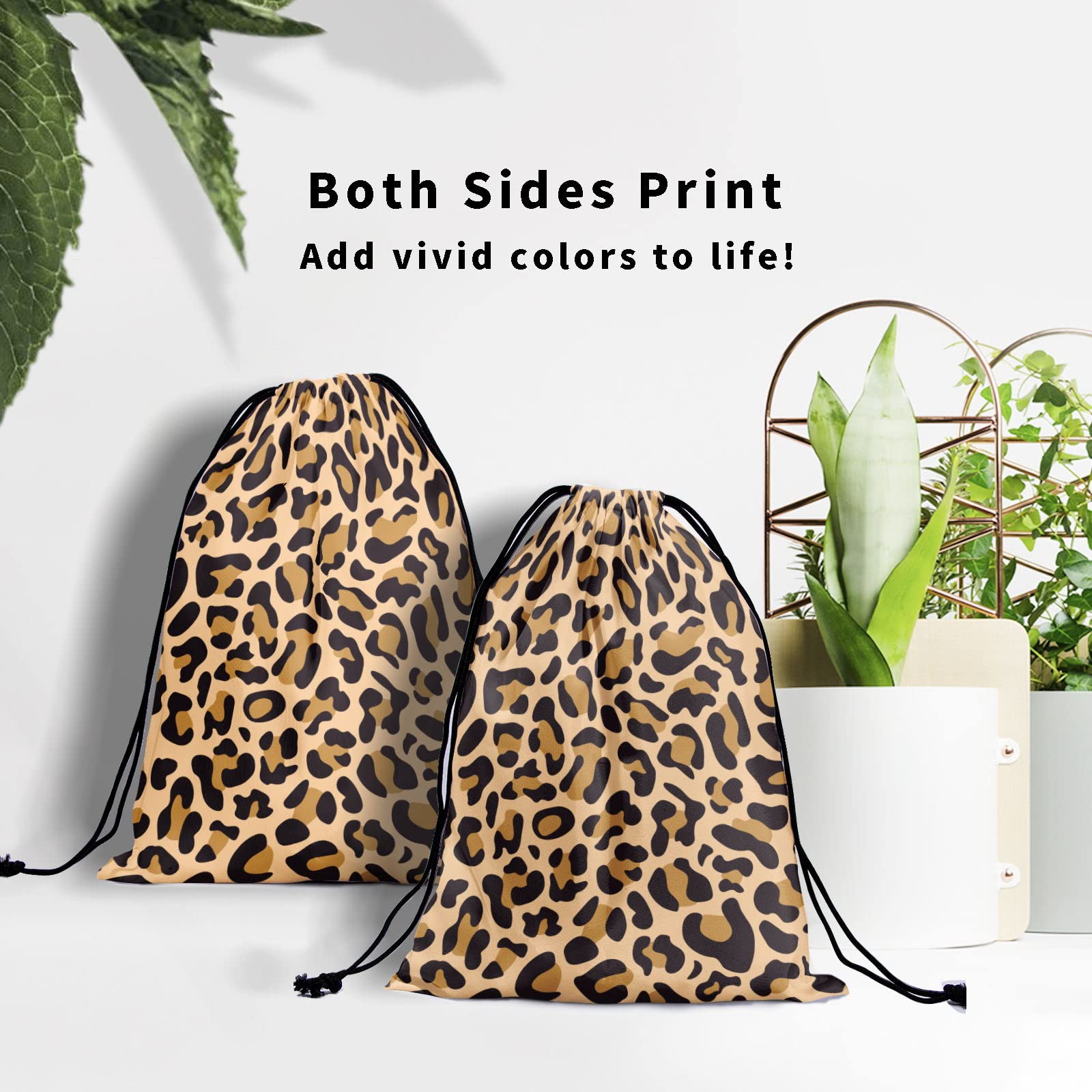 Brown Leopard Print Gymnastics Grip Bag - Adjustable Drawstring Storage Pouch for Sports Gear, Shoes & Towels - Wildlife Cheetah Pattern Polyester Bag for Gym, Travel & Dance Practice