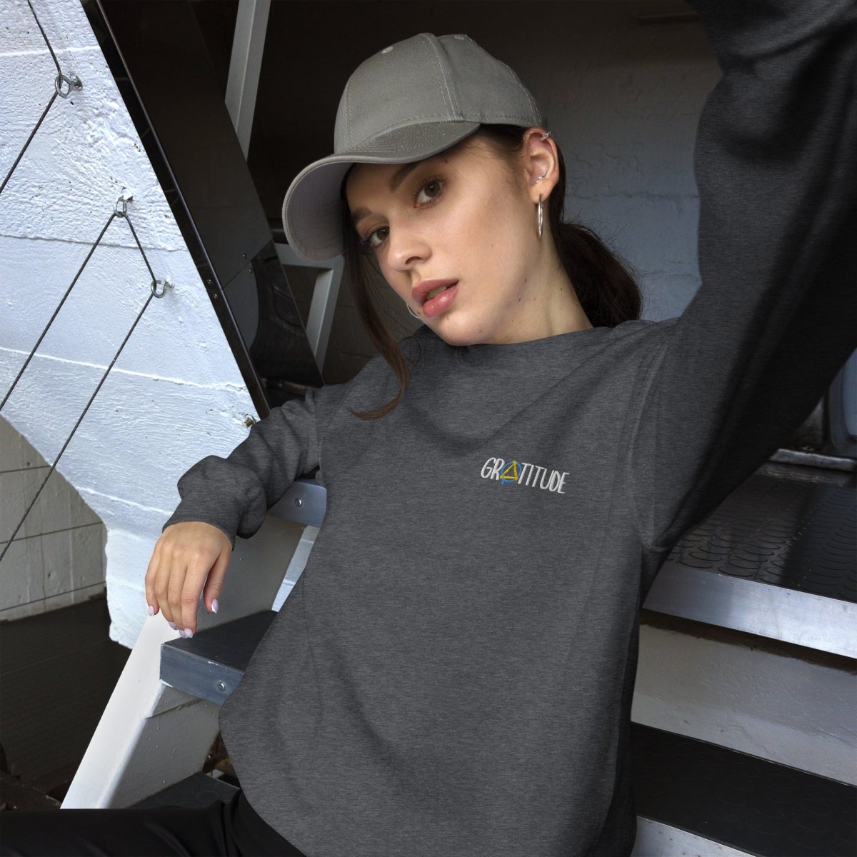 Gratitude Embroidered Unisex Sweatshirt | Comfortable Pullover Hoodie for Men & Women | Perfect for Casual Wear, Thanksgiving Gifts & Everyday Outfits
