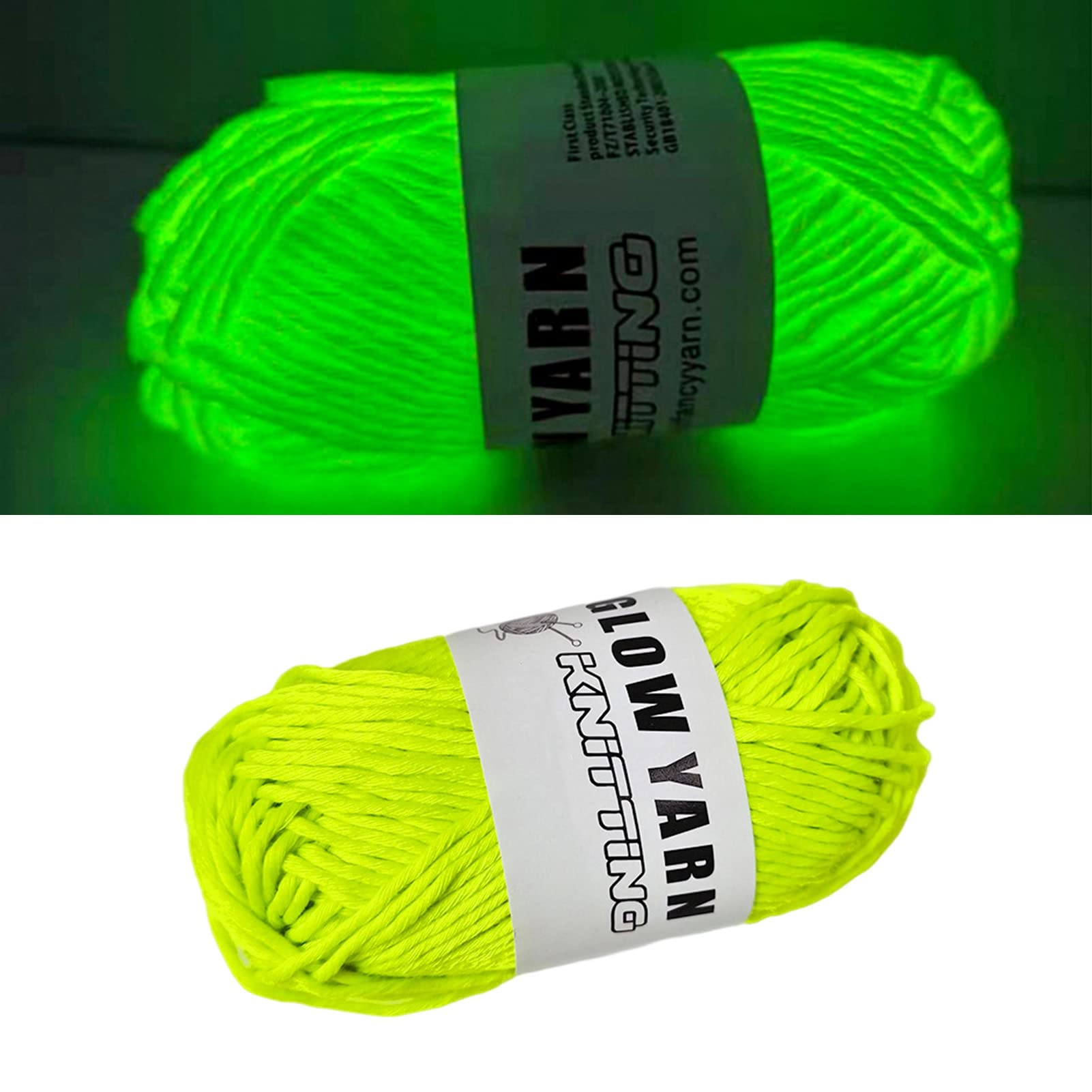 Glow in The Dark Knitting Yarn - Soft, Anti-Fade Crochet Thread for DIY Sewing & Knitting Projects | Luminous Fine Yarn for Beginners & Crafters | Perfect for Nighttime Knitting, Halloween Costumes & DIY Gifts (Yellow)