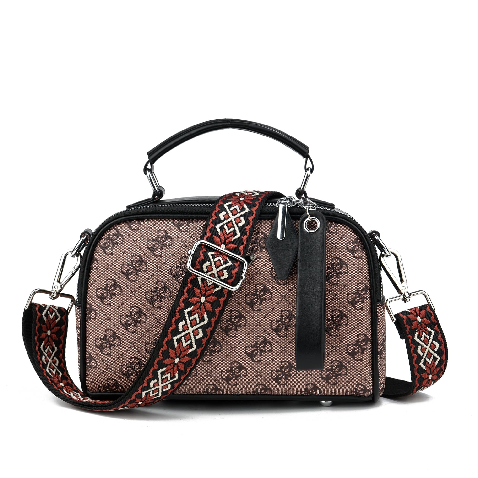 Adjustable Wide Shoulder Crossbody Strap for Purses with Silver Hardware - Replacement Purse Strap for Women, Travel, Shopping & Everyday Use