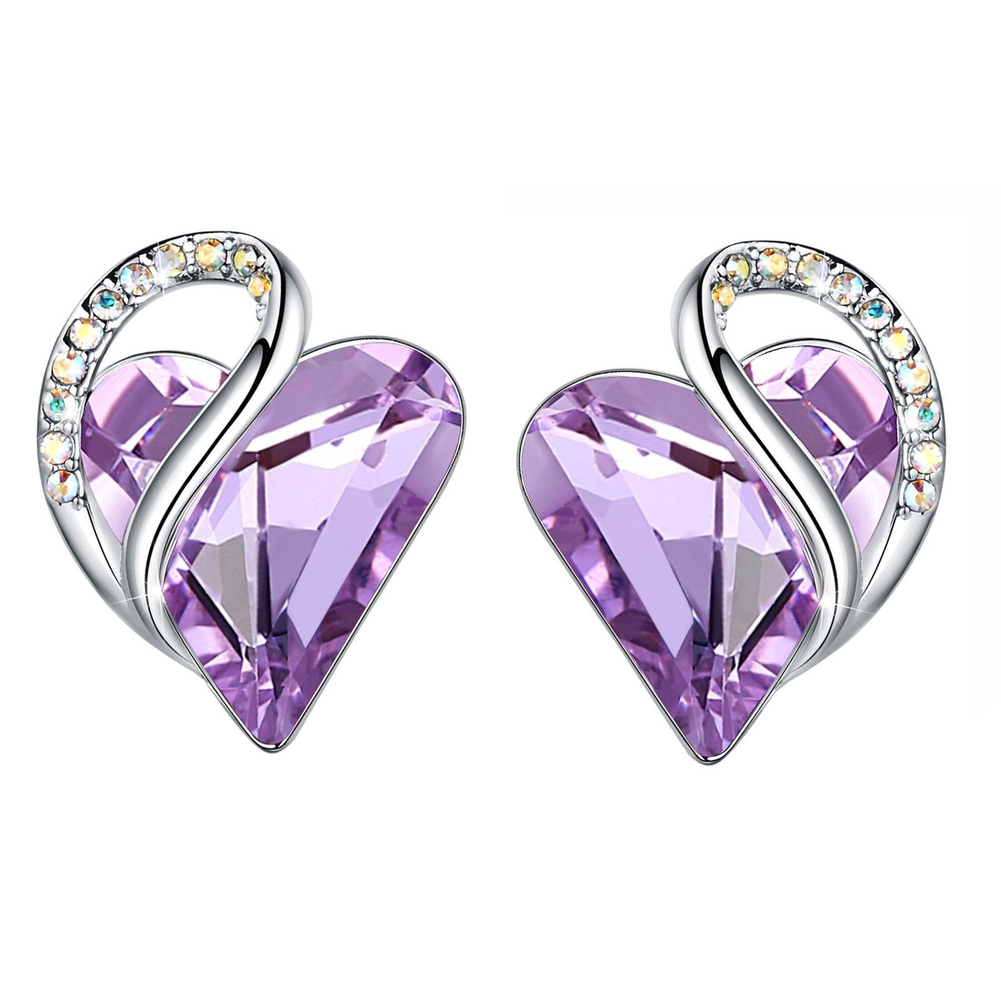 Leafael Infinity Love Heart Birthstone Crystal Stud Earrings for Women - Sterling Silver Fashion Jewelry | Perfect Holiday, Birthday Gift for Mother, Daughter, Wife, Sister | Great for Weddings, Anniversaries & Special Occasions