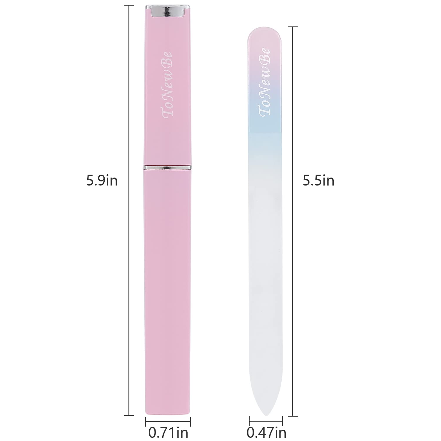 Premium Czech Glass Nail File with Protective Case - Double-Sided Etched Crystal Nail Buffer for Natural Nail Care & Manicure Art (Elegant Pink) | Perfect for Home, Salon & Travel Nail Maintenance