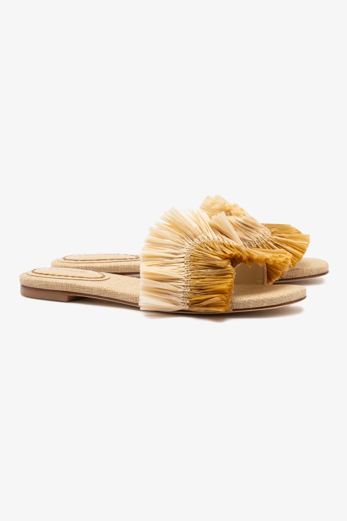 Stylish Ivy Fringe Flat Sandals in Beige Raffia - Perfect for Beach Vacations & Summer Outfits