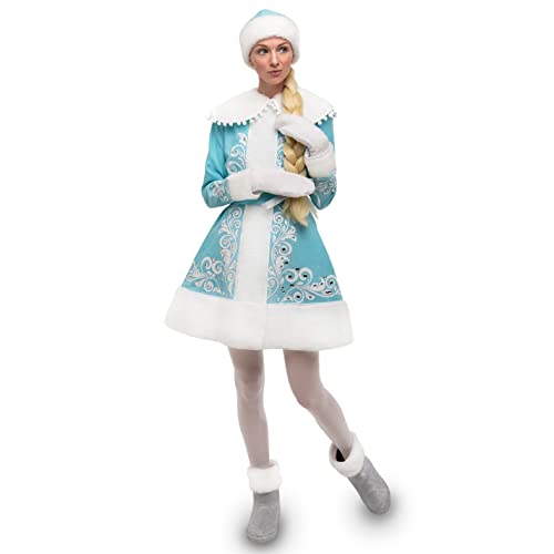 Russian Snow Maiden Costume for Women | Snegurochka New Year Dress | Santa's Helper Outfit in Azure Blue (Size S-M) | Perfect for Christmas Parties, Cosplay & Winter Festivals