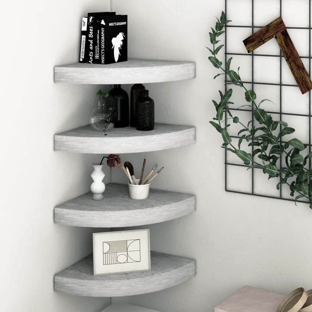 CHARMMA 4-Pack Concrete Gray Wall Corner Shelves - 13.7