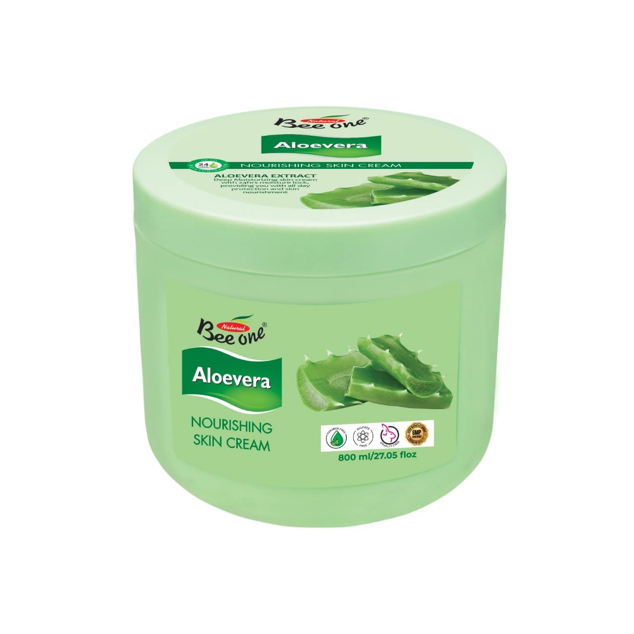 BEE ONE Aloe Vera Massage Cream 800ml - Skin Brightening & Fairness Moisturizer for Women & Men | Daily Hydrating Day Cream for Face, Body & Hands | Perfect for Spa, Massage & Dry Skin Care