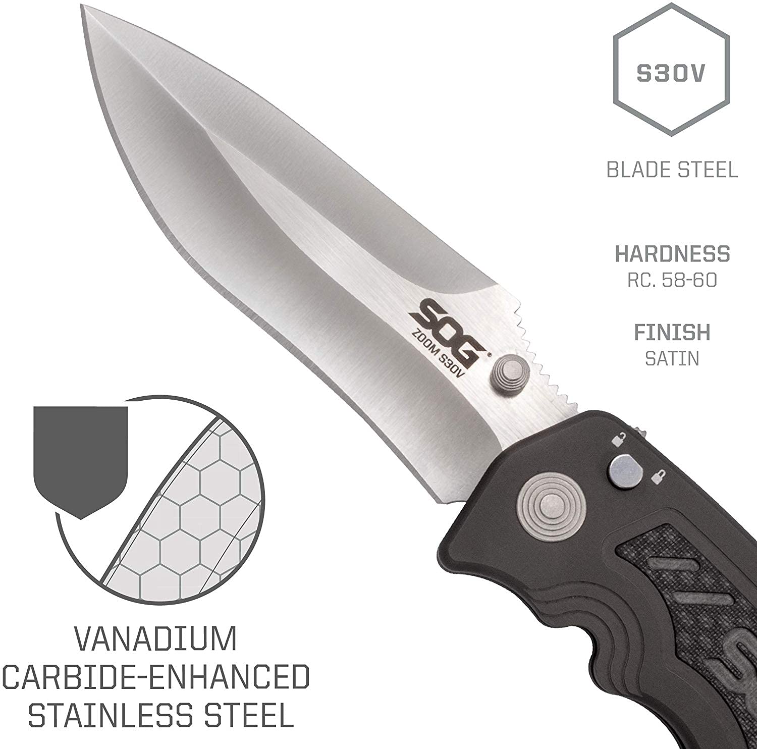 SOG Folding Pocket Knife - Zoom EDC Survival Knife with 3.5