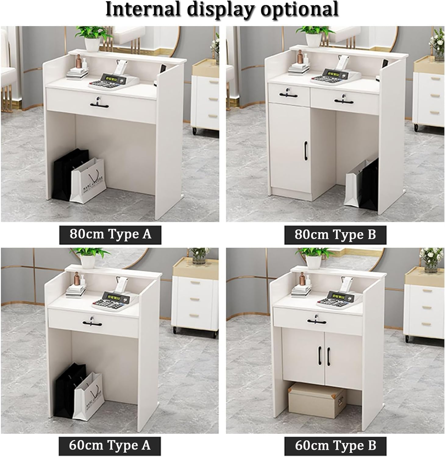 L-Shaped Reception Desk with Lockable Drawers - Small Office Front Desk with Storage Cabinet, Space-Saving Retail Checkout Counter - Perfect for Hotels, Clinics, and Corporate Lobbies