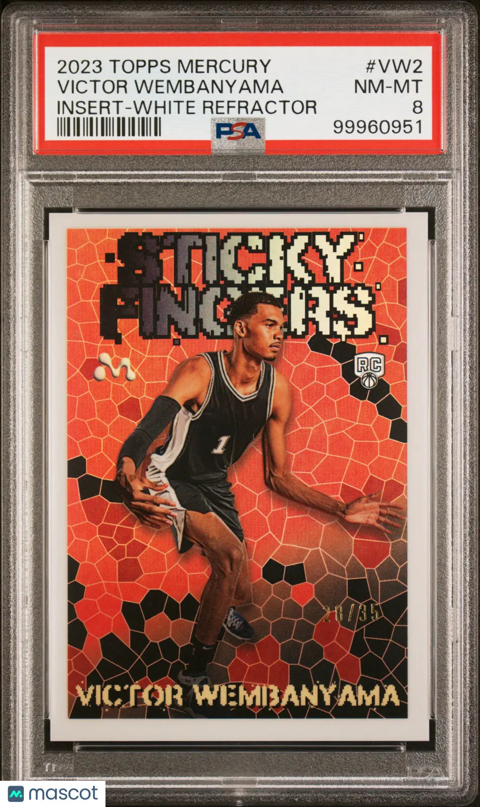 2023 Topps Mercury Victor Wembanyama Rookie Card RC Insert White Refractor PSA 8 Graded 28/35 - Perfect for Basketball Card Collectors and NBA Memorabilia Enthusiasts