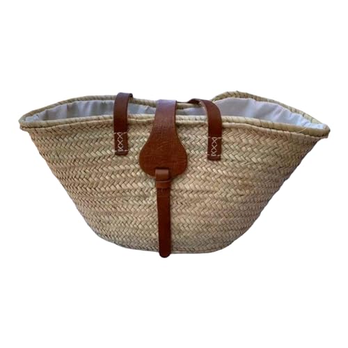 French Straw Tote Bag with Flap - Women's Woven Beach Bag for Summer - Lightweight & Versatile Straw Handbag for Travel, Shopping, and Beach Outings