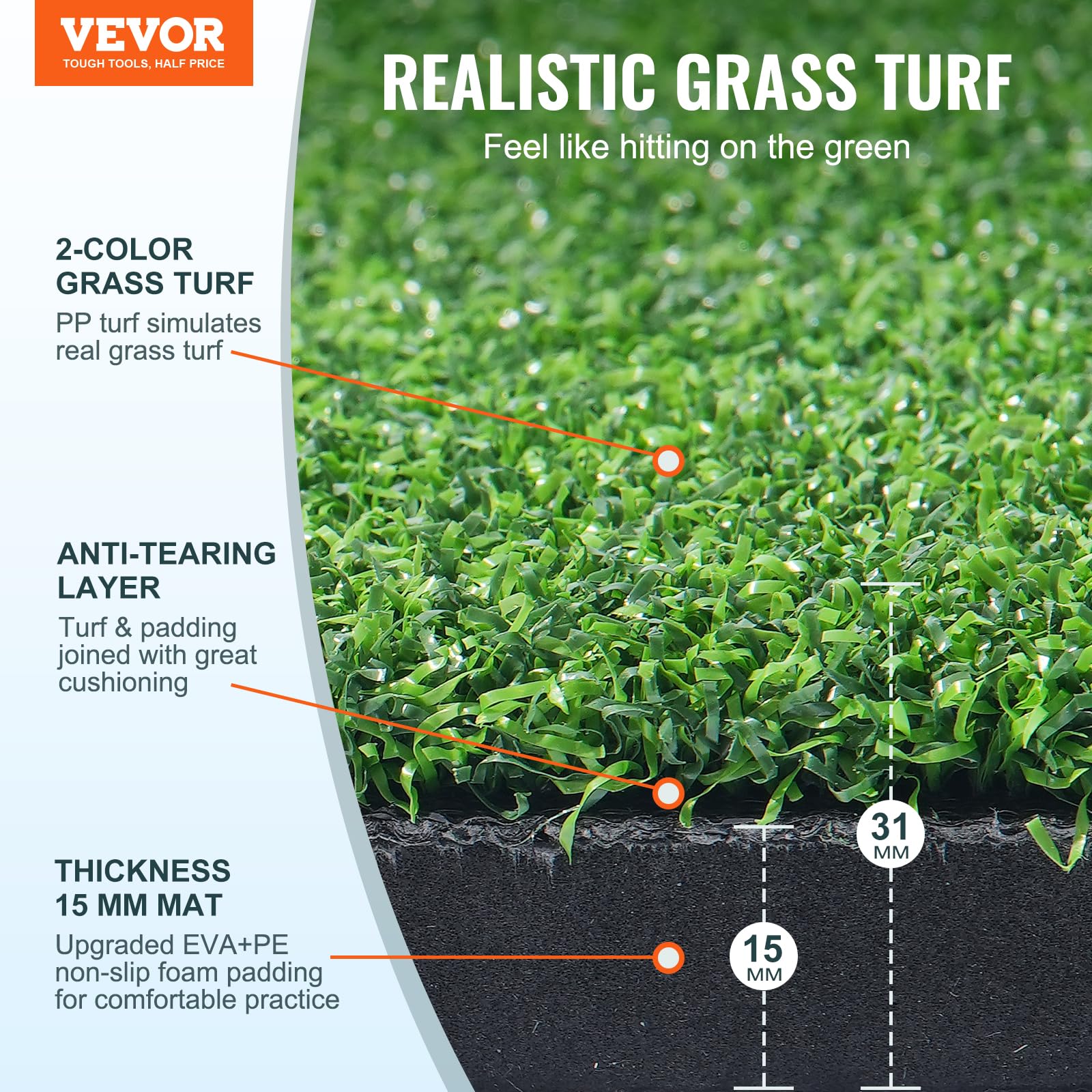VEVOR Golf Practice Hitting Mat - Premium Artificial Turf for Indoor & Outdoor Golf Training, Driving Range, Backyard, and Home Use