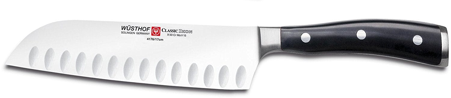 Wusthof Classic Ikon 7-Inch Santoku Knife with Hollow Edge - Premium German Kitchen Knife for Slicing, Dicing & Chopping Vegetables, Meat & Fish