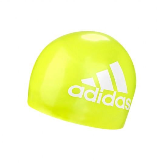 Adidas Silicone Graphic Swim Cap - Yellow & White for Competitive Swimming & Training - Waterproof & Comfortable Design