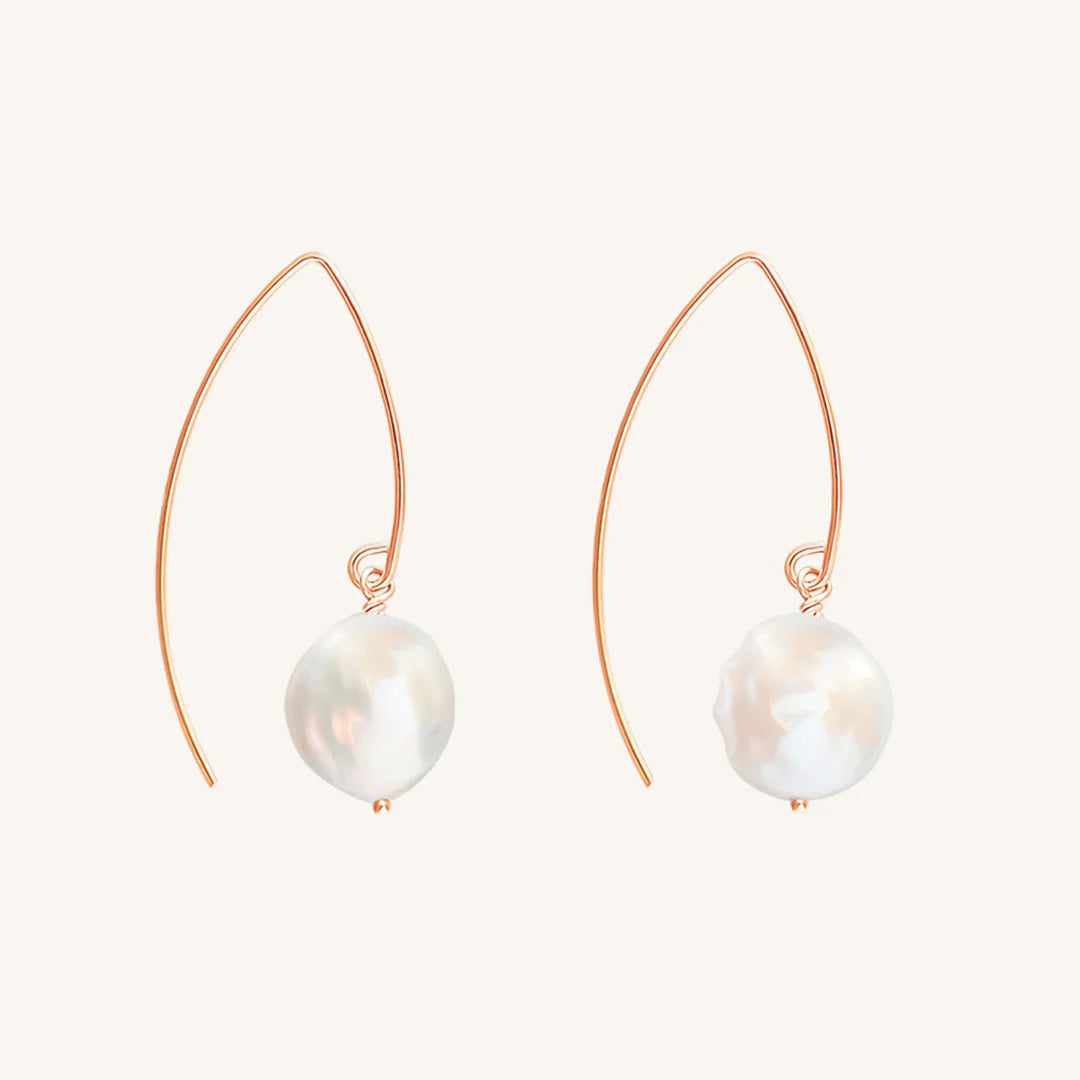 Sirena Pearl Earrings for Women - 14K Gold Plated Freshwater Pearl Stud Earrings - Elegant Gift for Her - Perfect for Weddings, Parties & Everyday Wear