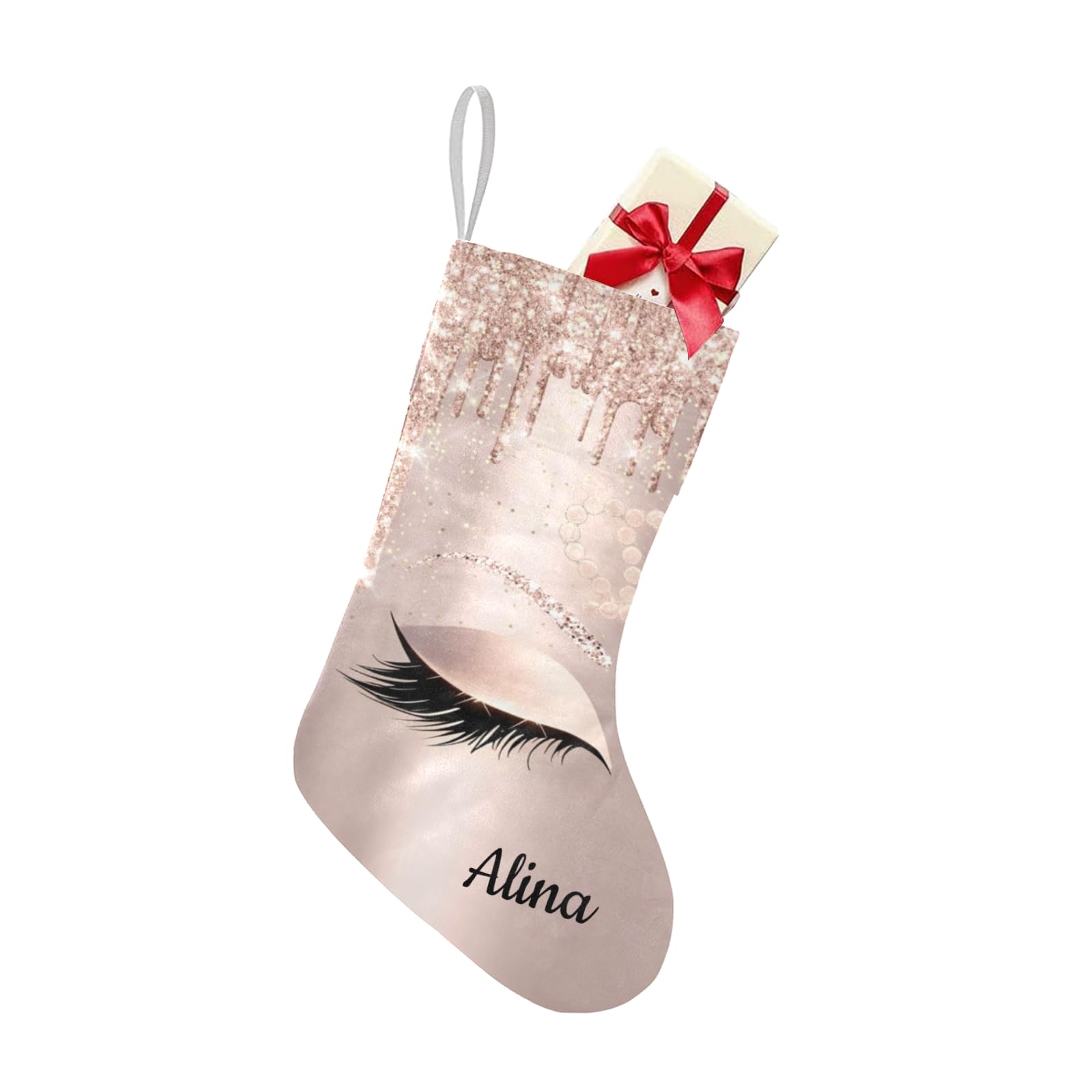 Personalized Rose Gold Christmas Stockings with Name - 17.52 x 7.87 Inch Holiday Decor for Family, Xmas Gift for Her, Perfect for Fireplace Mantel & Christmas Tree Decoration