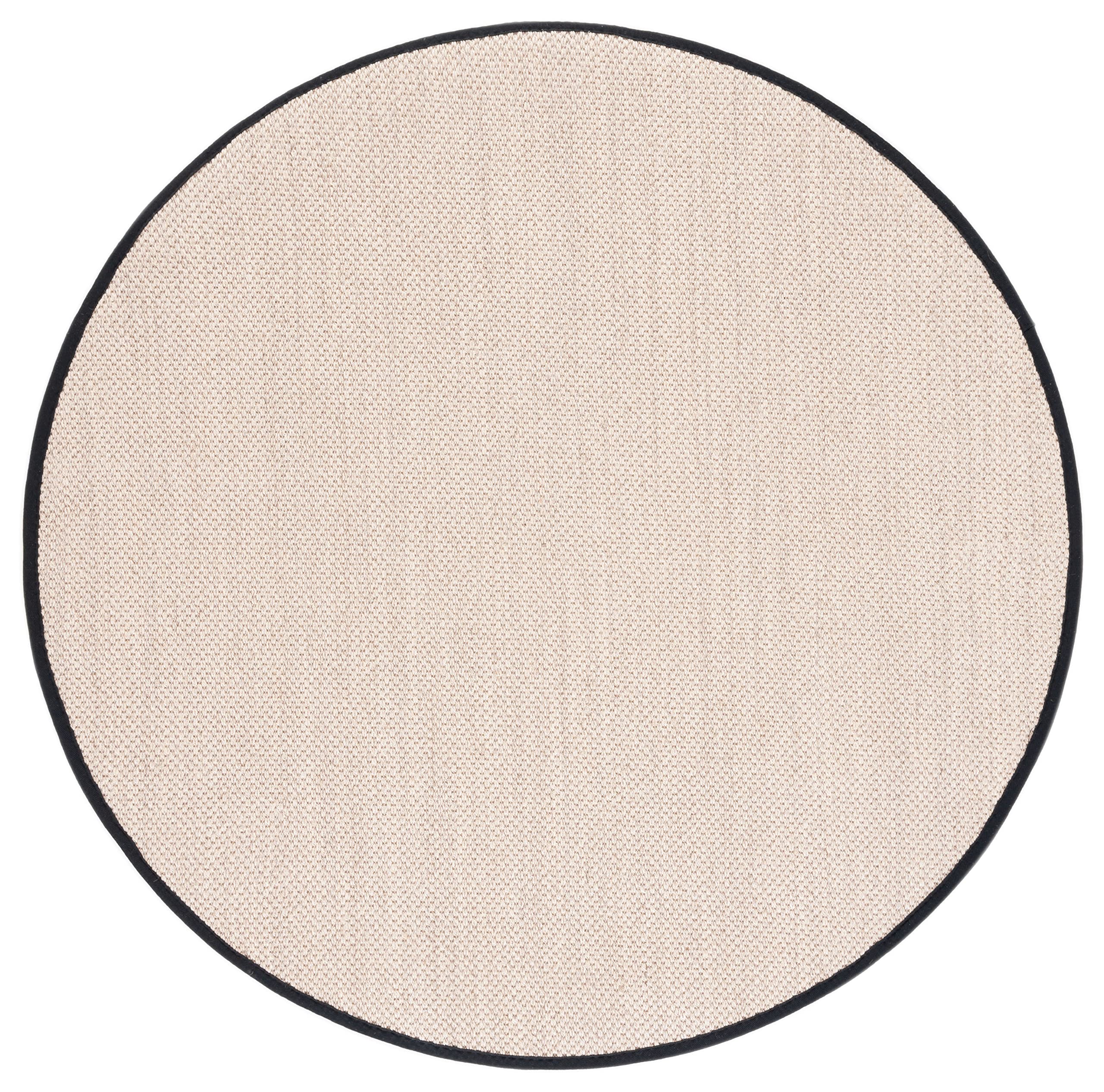 Safavieh Natural Fiber Collection 8' Round Area Rug - Marble & Black Sisal Border Design, Easy Care, Durable for High Traffic Areas | Perfect for Living Room, Bedroom, Dining Room & Home Office (NF143A)